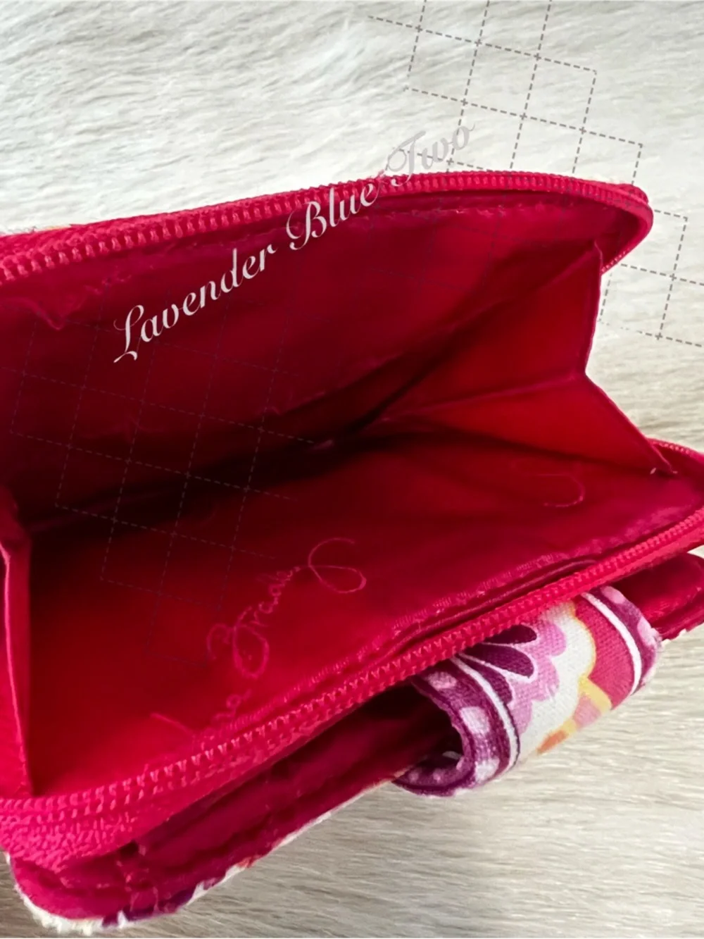 Vintage VERA BRADEY Raspberry Fizz Mini Zip Wallet Orange Red Y2K Floral Snap - Picture 10 of 12